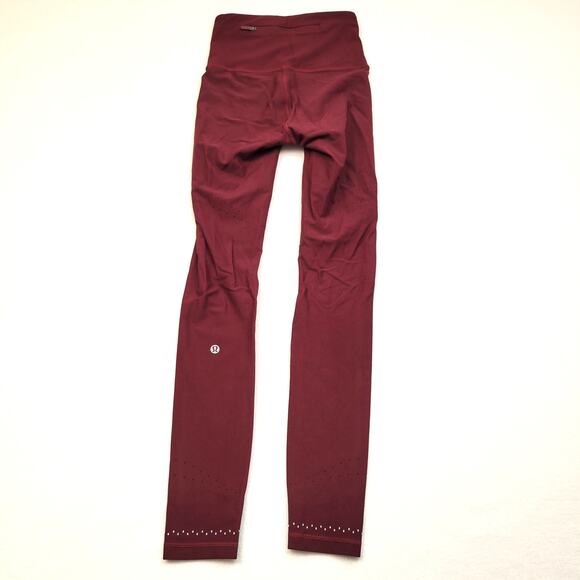 Lululemon 4 Zoned In Tight 27" Cassis Maroon Burgundy Red Reflective Compression - Picture 2 of 12